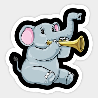 Elephant as musician with trumpet Sticker